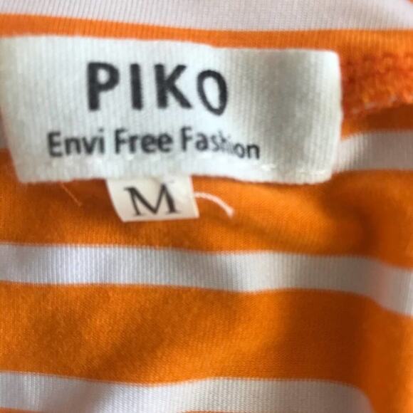 Piko | Orange and White V-Neck Sleeveless Top - Picture 4 of 5